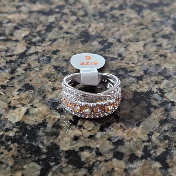 Bomb Party RBP8412 "Simply Divine" Amber Topaz .925 Solid Sterling Silver Sz 6 - Picture 2 of 5